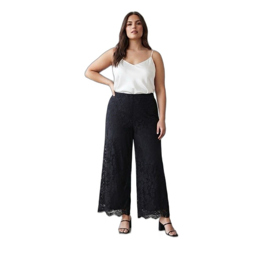 Joie Black Lace Wide Leg Pants Trousers NWOT Size XL 55% Cotton Blend